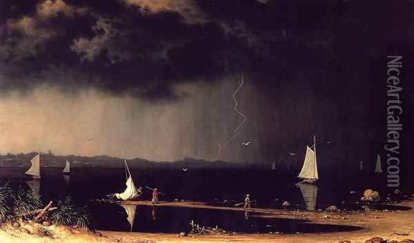 Thunder Storm On Narragansett Bay Oil Painting - Martin Johnson Heade