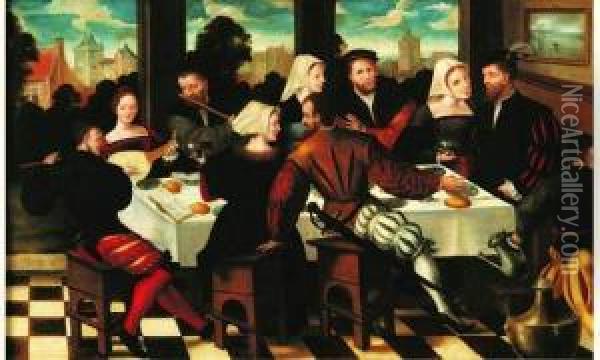 Scene De Banquet Oil Painting - Jan van Amstel