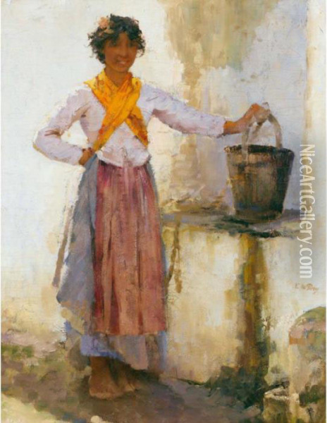 La Porteuse D'eau Oil Painting - Edmond Jean de Pury