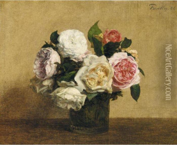Roses Oil Painting - Ignace Henri Jean Fantin-Latour