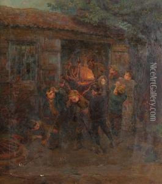 The Blacksmith's Forge Oil Painting - Ralph Hedley