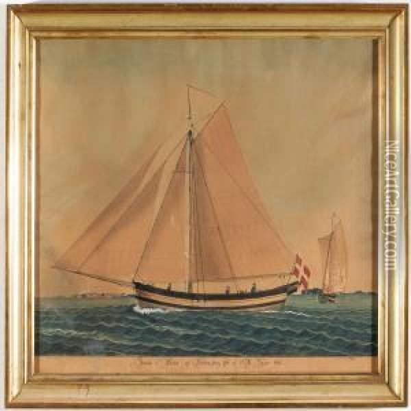 The Yacht Johanne Marie Of Vordingborg Under The Command Of H.spur Oil Painting - Jorgen Peter Olsen