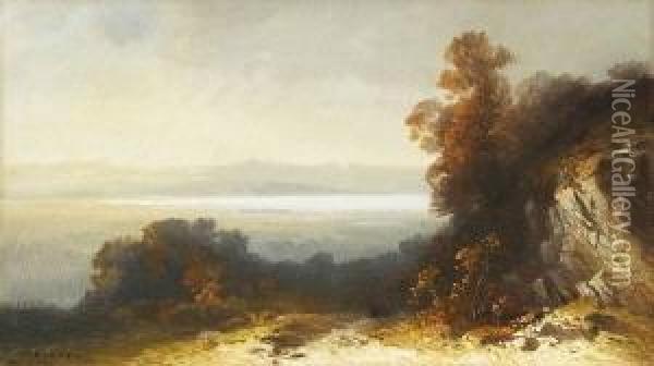 Blick Auf Einen See In
 Vorgebirgslandschaft. Oil Painting - Oskar Mulley