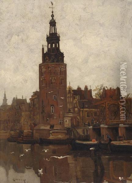 The Montelbaanstoren Tower Oil Painting - Gerrit Willem Knap