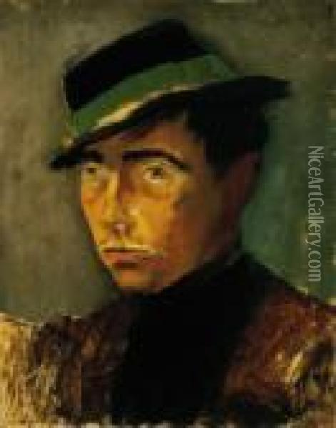 Boy In A Hat Oil Painting - Laszlo Mednyanszky