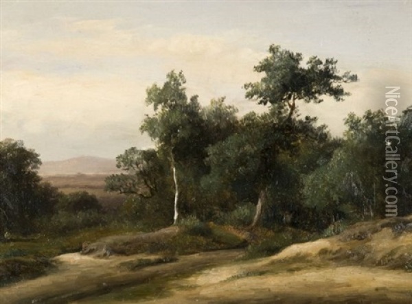 Vue Presumee Des Environs De Fontainebleau Oil Painting - Romain Etienne Gabriel Prieur