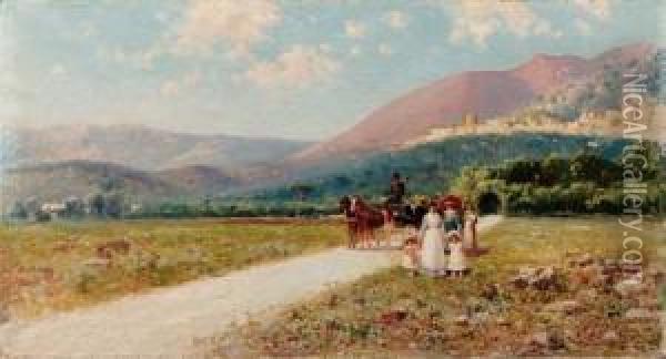 Una Famiglia Siciliana - 1904 Oil Painting - Michele Catti