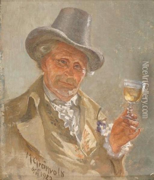 Mann Med Hatt Og Vinglass 1920 1920 Oil Painting - Marcus Gronvold