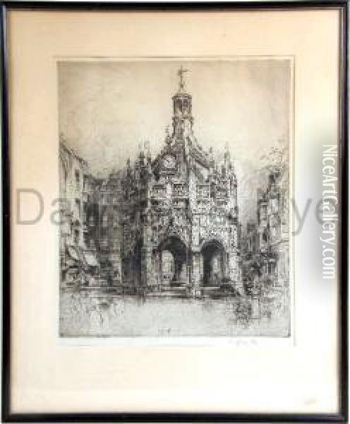 The Market Cross, Chichester, West Sussex Oil Painting - E. Hedley Fitton
