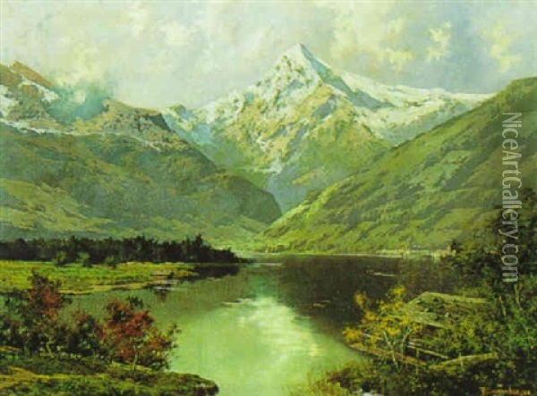 Der Zellersee Oil Painting - Theodor Otto Michael Guggenberger
