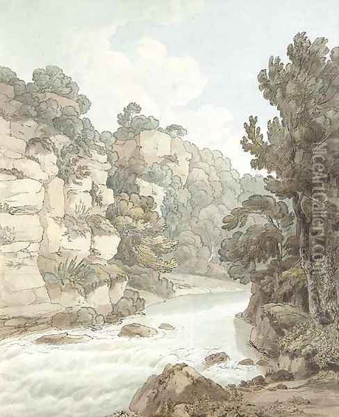 The river near Hawthornden, Devon Oil Painting - John White Abbott