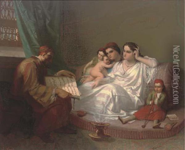 The Reading Oil Painting - Julius Josephus Gaspard Starck