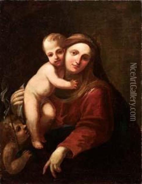 Madonna Col Bambino E San Giovannino Oil Painting - Giacomo Cavedone