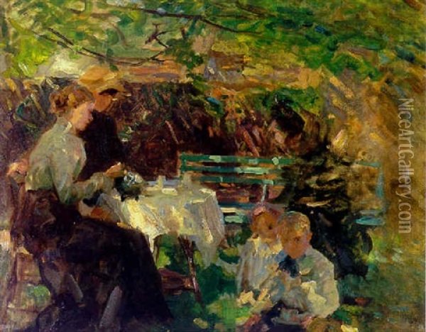 Tea In The Garden Oil Painting - Walter Frederick Osborne