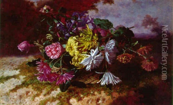 Bouquet De Fleurs Oil Painting - David Emile Joseph de Noter