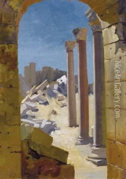Veduta Di Pompei Oil Painting - Alcide Davide Campestrini