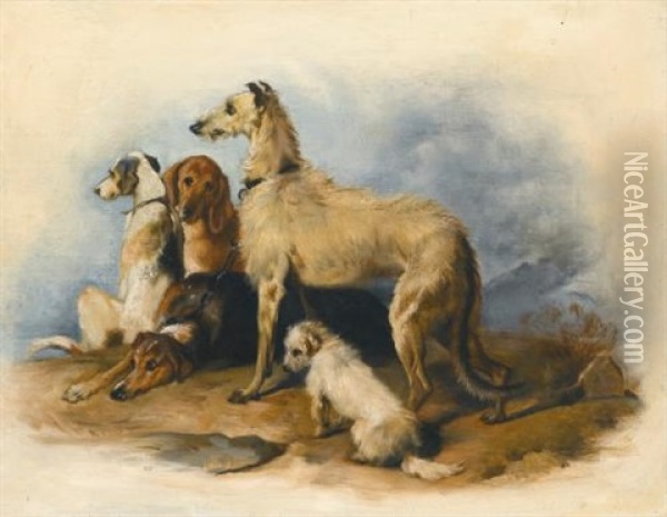 Highland Dogs (collab W/studio) Oil Painting - Sir Edwin Henry Landseer