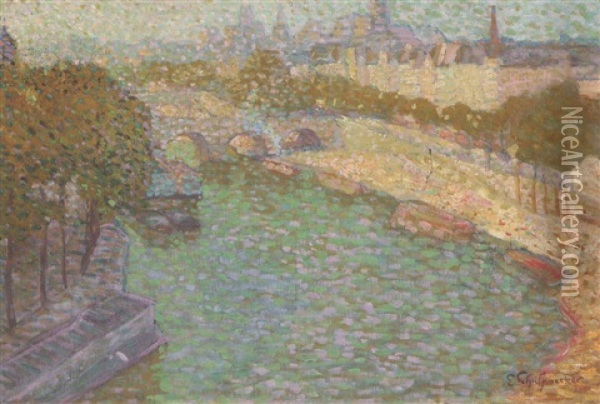 Paris, La Seine, Ile Saint Louis Oil Painting - Claude Emile Schuffenecker