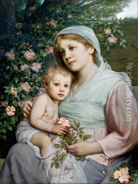 Madonna Of The Roses Oil Painting - Gabriel von Max