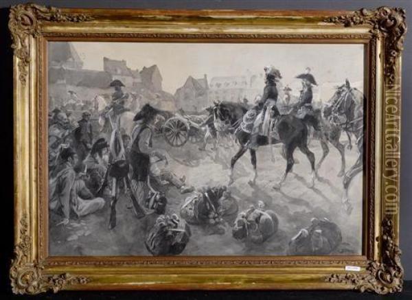 Einmarsch Der Franzosen In Genf. 1894. Oil Painting - Louis Dunki