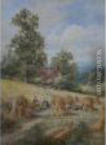 A Sussex Cornfield Oil Painting - Henry John Kinniard