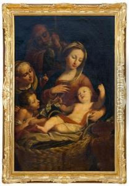 Vergine Con Bambino, Sant'anna E San Giovannino Oil Painting - Agostino Masucci