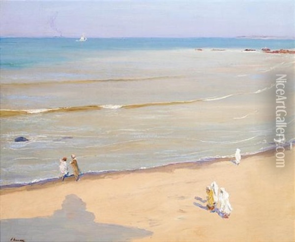 Morning After Storm, The Beach, Tangier Oil Painting - John Lavery