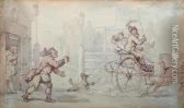 Cheating The Toll Gate Keeper Oil Painting - Thomas Rowlandson