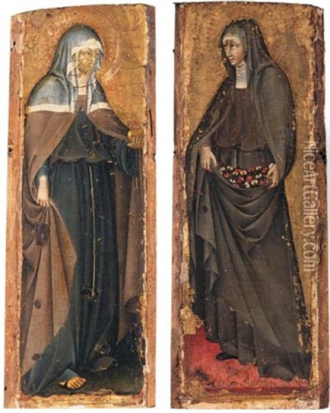Santa Chiara (+ Santa Elisabetta D'ungheria; Pair) Oil Painting -  Giovanni di Paolo