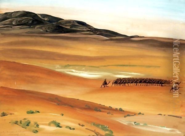 Caravan In The Sahara Oil Painting - Alexander Evgenievich Yakovlev