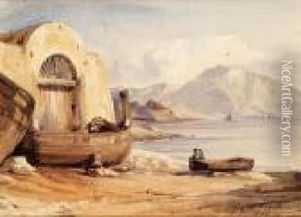 Spiaggia Amalfitana Oil Painting - Consalvo Carelli