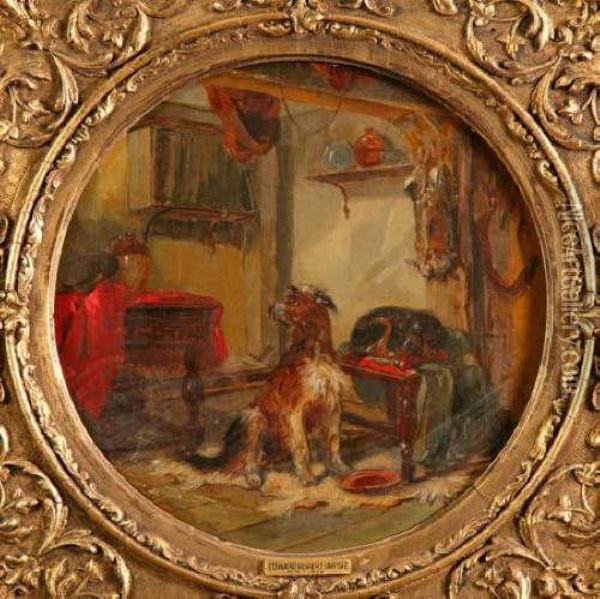 Dogs In A Cottage Interior 11 Oil Painting - Edward Robert Smythe