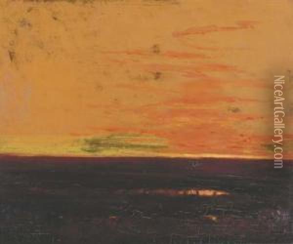 Sunset Over A Marsh Oil Painting - Giuseppe Cadenasso
