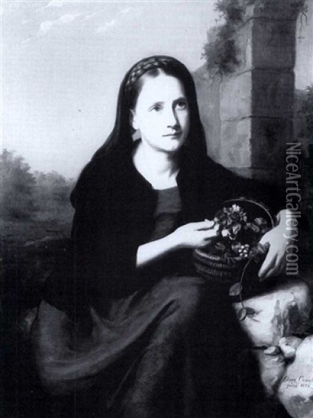 A Basket Of Flowers Oil Painting - Clara Wilhelmine Oenicke