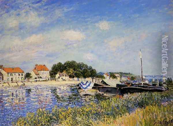 Banks of the Loing at Saint-Mammes Oil Painting - Alfred Sisley