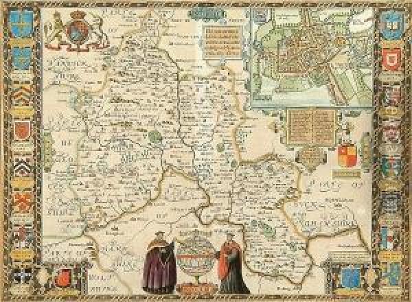 A Map Of Northamptonshire Oil Painting - John Speede