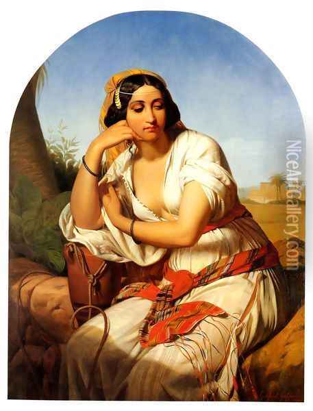 A Young Oriental Woman Oil Painting - Godfried Guffens