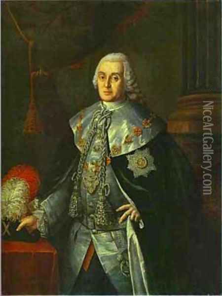 Portrait Of General In Chief Count William W Fermor 1765 Oil Painting - Aleksei Antropov