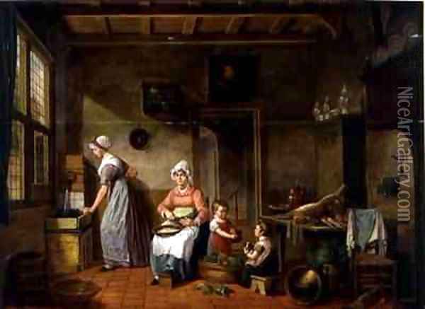 Kitchen Interior Oil Painting - Cornelis van Cuylenburg