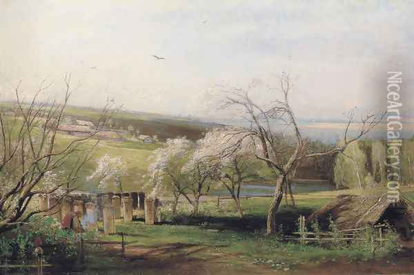 Rustic View (1867) Oil Painting - Alexei Kondratyevich Savrasov