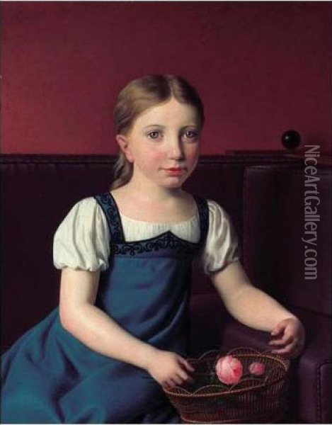 Portrait Of Bertha Henriette Frederikke Von Lovenskiold (1814-75) Oil Painting - Christoffer Wilhelm Eckersberg