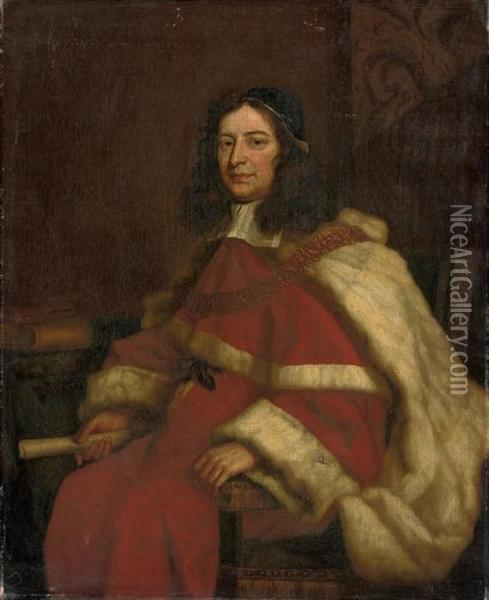 Portrait Of Francis North, 1st Lord Guilford (1637-1685) Oil Painting - John Riley