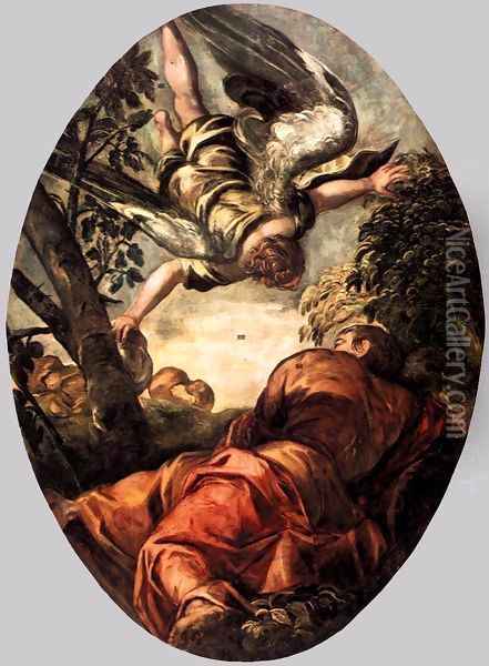 Elijah Fed by the Angel 2 Oil Painting - Jacopo Tintoretto (Robusti)