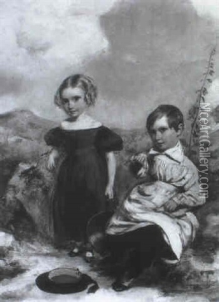 The Marett Children Oil Painting - Paul Falconer Poole