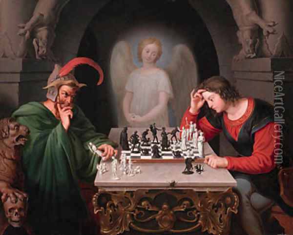 Die Schachspieler Oil Painting - Friedrich Moritz August Retzsch