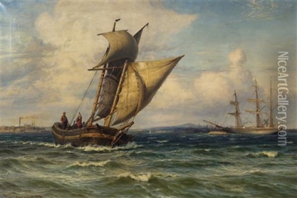 Sailing The Open Seas, 1890 Oil Painting - Vilhelm Karl Ferdinand Arnesen