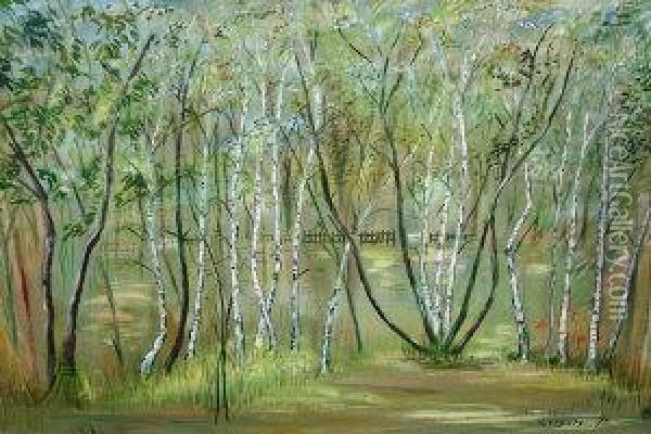 Spring Sun On Silver Birches, Pavlovsk Oil Painting - S. Gregory