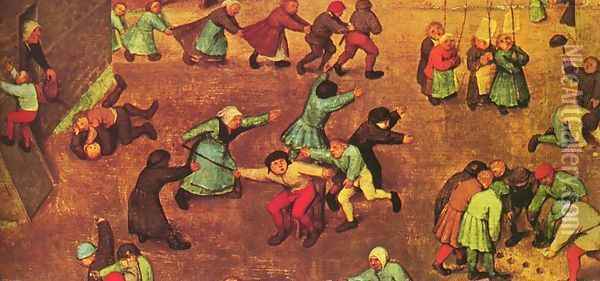 Children's Games (detail 8) 1559-60 Oil Painting - Pieter the Elder Bruegel