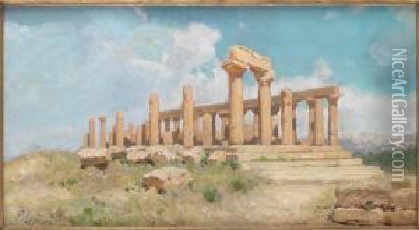 Ruins. Attributed Oil Painting - Francesco Lojacono