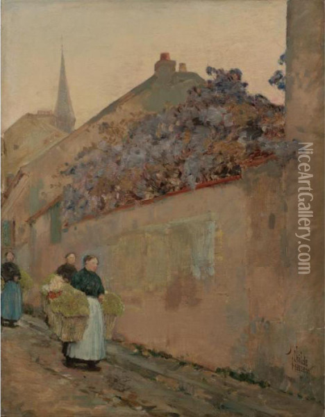 Street Scene In Sannois Oil Painting - Frederick Childe Hassam